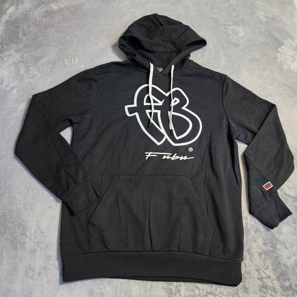 FUBU OG Logo Black Hoodie Sweater Pullover Sz Medium NWOT HIP HOP Streetwear Rap